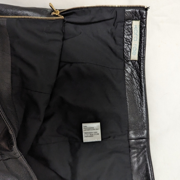 KORA RAE size 4 Beaded lambskin Leather Mini Skirt Kittenish Black MADE IN USA. - Picture 7 of 8